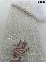 Tissu en dentelle brodée de perles et de sequins noirs faits à la main, de luxe, prix de gros, pour robe Abaya de mariage arabe, Dubaï