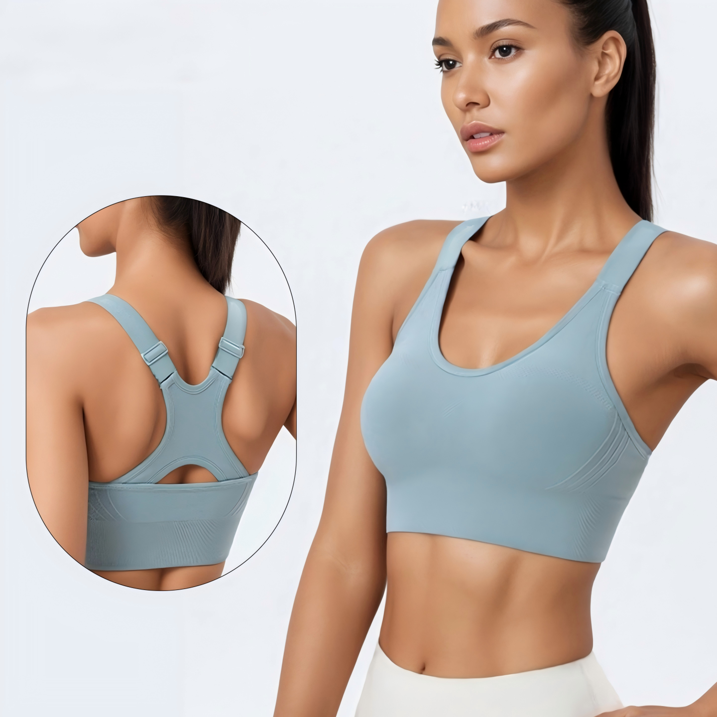 New Arrival I-shaped Back Beauty-shaping Seamless Spandex/Nylon Solid Color Tight Sports Bra Push-up Shock-proof Fitness