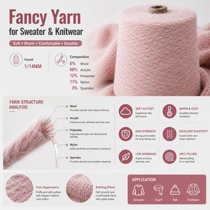 Fil de Laine Mé<span class=keywords><strong>lang</strong></span>ée Doux au Toucher 1/14NM, Fil Polaire Moelleux pour Tricot de Luxe, Surchemise, Cardigan, Textile d'Hiver en Gros - Product Image 2