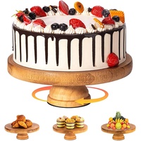 Großhandel Holz drehbare Hochzeits torte Display Stand rotierende Geburtstags feier Kuchen dekorieren Plattenspieler