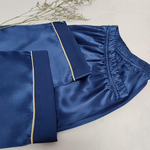 <span class=keywords><strong>Pigiama</strong></span> da <span class=keywords><strong>Uomo</strong></span> in Seta 100% Blu 19mm, Abbigliamento da Notte in Seta per <span class=keywords><strong>Uomo</strong></span> - Product Image 3