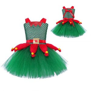 Vestido de princesa verde <span class=keywords><strong>Pompadour</strong></span> para niñas Vestido de vacaciones de Navidad para niños con patrón de personajes - Product Image 3