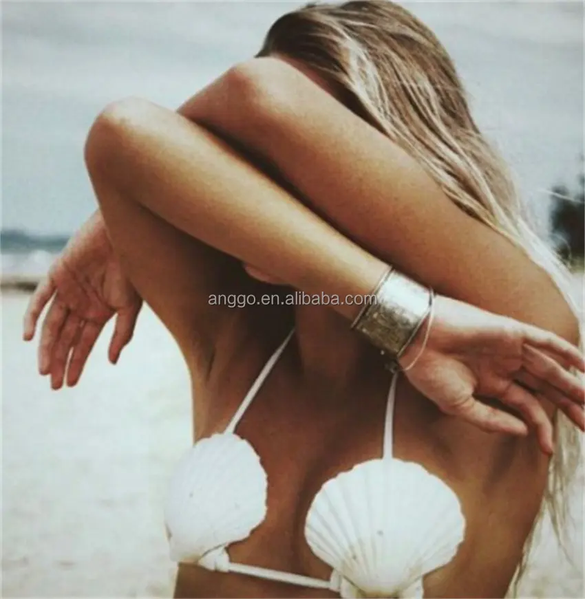 유럽 미국 패션 섹시한 성격 여름 해변 파티 장식 자연 바다 조개 매력 비키니 란제리 조개 브래지어