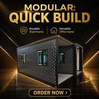 Maison modulaire préfabriquée postmoderne avec extérieur à motif brique et fenêtres pour bureau et usage extérieur