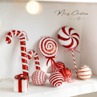 Vente en gros en stock – Ornements de Noël classiques de haute qualité, sucettes et cannes à sucre blanches et rouges, grandes décorations suspendues en forme de sapin