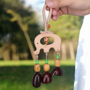 Wholesale Natural Fruit Shell <b>Wind</b> <b>Chime</b> Car Accessory Hollow Beech Elephant Shape Handmade Bag Hanging Ornament - Product Image 4