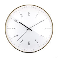Jam Dinding Quartz Senyap Minimalis Warna Putih Lapis Emas 12 Inci