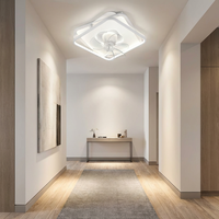 Lámpara de techo interior de bajo consumo de la fábrica de Zhongshan con ventilador silencioso integrado, iluminación LED cuadrada moderna para dormitorio de lujo