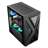 Ruix P30 Mid Tower ATX Gaming PC Case with Side Tempered Glass Mesh Fashionable Transparent Computer Case for Desktop Office Use