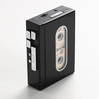Lecteur de cassettes rétro noir avec fonction d'auto-réversement, transcription USB et prise casque 3,5 mm