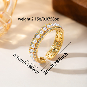 Wholesale Women's <b>Adjustable</b> Cubic Zirconia Geometric Eternity Band <b>Ring</b> 18K Gold Plated Stackable Trendy Daily Wear Jewelry - Product Image 3