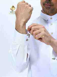 เสื้อคลุมบุรกาสีขาวสำหรับผู้ชาย แบรนด์อัลฮาราเมน แขนยาว ผ้าฝ้าย ระบายอากาศได้ดี สไตล์ตะวันออกกลาง ทรงพอดีตัว - Product Image 3