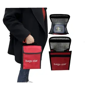 Benutzer definierte LOGO wieder verwendbare isolierte thermische Reißverschluss-Lunch-Tasche Tragbare rote Kühler-Einkaufstasche für unterwegs