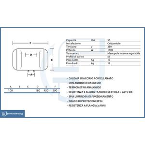Scaldabagno Elettrico Orizzontale Aton 50lt in Acciaio Inox per Uso Domestico, Auto, Camper e Esterno, 2 Anni di Garanzia - Product Image 2