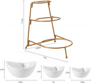 Vassoio di frutta in ceramica 3 Tier Ovale Ciotola Set con Metallo Rack, habiLife Tre Ciotola di Ceramica della Frutta Che Serve A File Che Serve Del Basamento - Product Image 6
