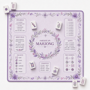 Luxury Purple Rose Wreath Mahjong Table Mat Noise Reduction Neoprene Game Play Mat with Travel Bag for <b>Gifts</b> - Product Image 1