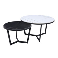 Vente en gros d'ensemble de table basse ronde en marbre à la mode, côté réglable pour la maison, hôtel ou atelier, meubles de salle à manger