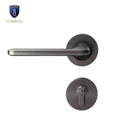 Manija de Lujo Gris Estrellado de Aleación de Zinc para Puerta Dividida con Cilindro de Cerradura, Directo de Fábrica, para Juego de Cerradura de Palanca para Puerta de Madera de Dormitorio