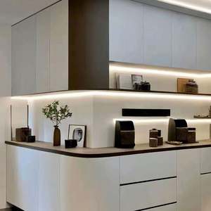 Buffet et armoire d'entrée intégrés en bois de style moderne personnalisable pour hôtel, salon - Product Image 1