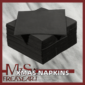Christmas Special Custom Black Disposable 2-Ply Paper Serviettes with Logo High Quality <b>Tissue</b> Napkins for Coffee Shop Use - Product Image 3