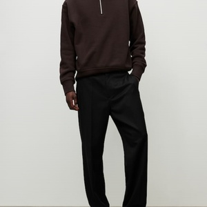 Sweat-shirt à demi-zip pour homme, coupe classique, brodé, respirant, manches longues, longueur standard, marron foncé, 100% coton, été - Product Image 4