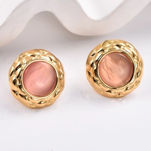 Pendientes redondos de acero inoxidable vintage franceses con piedra ovalada para mujer, delicados y lujosos, que no se desvanecen, regalo de joyería para mujer - Product Image 6