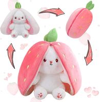 Boneka Kelinci Lucu, Boneka Kelinci Paskah Imut dan Lembut yang Dapat Berubah Menjadi Boneka Buah Kelinci, Bantal Wortel Stroberi