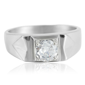 yunnique Men's Geometric <b>Titanium</b> Steel <b>Ring</b> With Prong Set Gemstone For Gift 210130 - Product Image 1