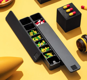 7日間スライドフィルオーガナイザー<span class=keywords><strong>AM</strong></span>/PMプッシュプルデザインCNC加工ステンレススチール純粋なアルミニウムカスタマイズ可能な毎日の薬 - Product Image 4