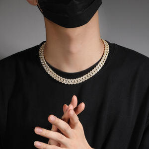 Bracciale e Collana da Uomo alla Moda, a Forma di Luna, con Zirconi Cubici Baguette CZ Iced Out, Tricolore, Stile Miami Cuban, Gioielli Regalo - Product Image 4