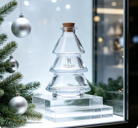 Bouteille diffuseur en verre en forme de sapin de Noël DY-C-127, vide, avec bouchon en liège, pour parfum d'ambiance et décoration intérieure