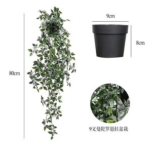 Plantes artificielles suspendues 100 cm, lianes en plastique, plantes décoratives d'intérieur et d'extérieur, feuilles de Datura et d'Eucalyptus en pot - Product Image 3