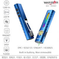 Lampe de travail 1200lm, lampe torche LED de poche EDC, IP44, laser rouge RGB, lumière latérale ambre, 3 boutons indépendants, aluminium personnalisé OEM