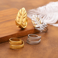 Bagues ouvertes ajustables en acier inoxydable, plaquées or 18 carats, style irrégulier, pour femme, bijoux tendance