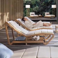 Chaise longue portable en rotin pour hôtel, loisirs, extérieur, plage, piscine, résistante à la pluie et au soleil, lit de vacances