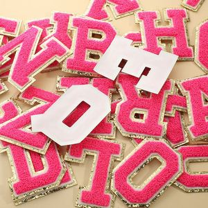 Hot Sale Cheap Self Adhesive 8cm Glitter Gold Edge Colorful Embroidered Letter Chenille Patches - Product Image 1