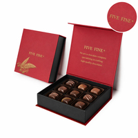 Boîte à chocolat en carton jaune de haute qualité, personnalisée, 6 à 9 pièces, recyclable, de qualité alimentaire, boîte à chocolat magnétique rouge