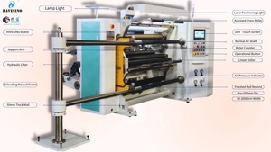 Nhãn dán dính Giấy Phim tráng giấy siliconize giấy Jumbo cuộn để cuộn nhỏ PLC điều khiển máy Tước tự động Rewinder - Product Image 5