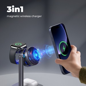 Support de <span class=keywords><strong>chargeur</strong></span> sans fil à dissipation thermique, nouveau <span class=keywords><strong>chargeur</strong></span> magnétique multifonctionnel 3-en-1, station de charge de bureau - Product Image 2