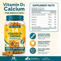 Complément Quotidien Calcium D3 pour Chiens et Chats – Force Osseuse, Santé Dentaire – Friandises Tendres – Marque Privée – Fournitures de Santé Animale – Commande en Gros