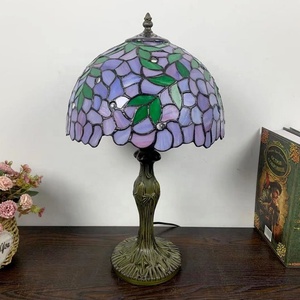 Tiffany Wisteria Table Lamp 12-Inch Colored Glass Purple & Blue Home Décor for Living Room or Dressing Table - Product Image 4