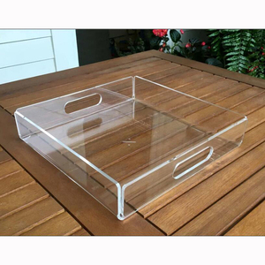 Tùy chỉnh vuông plexiglass Acryl phục vụ khay với xử lý thanh lịch khay vuông để phục vụ cho nhà và văn phòng sử dụng - Product Image 4