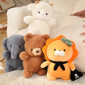 Fabrikverkauf niedliches Tier Löwe/Elefant/Teddybär/Schafe Plüschtiere weich gefüllt Kawaii-Waldtiere Spielzeug Plüschtierkissen