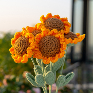 Handmade Knitted Artificial <strong>Crochet</strong> Sunflower <strong>Crochet</strong> <strong>Flowers</strong> for Women's Christmas New Year for Wedding Bouquet DIY Mother's - Product Image 2