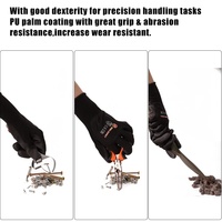 Gants de sécurité EN388 3121X enduits de PU, noirs, en polyester et nylon, flexibles, pour la manipulation en atelier