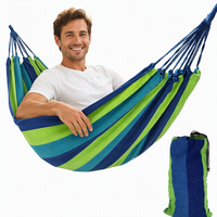 Hamac de camping portable en toile, hamac rayé pour les voyages en plein air, la plage et les pique-niques