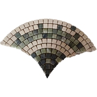 Mosaïque de marbre personnalisée en onyx vert Ming en forme d'éventail, motif écaille de poisson, pour revêtement mural et sol de salle de bain