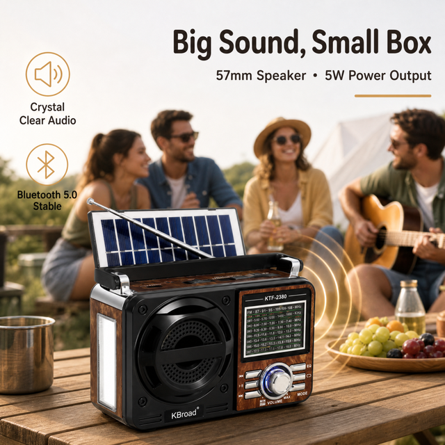 Portable Vintage Radio Wireless Speaker FM/AM/SW/TF Card/USB Playback/USB-C/Solar Radios Small Radios