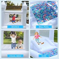 Castillo Hinchable Blanco con Tobogán de Uso Comercial para Bodas y Fiestas con Piscina de Pelotas y Tobogán