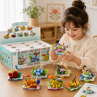Bloques de Construcción Mini EPT, Juego de 9 Piezas de Ladrillos de Jardín Botánico, Escena Floral y Animal, Decoración de Escritorio DIY, Regalo